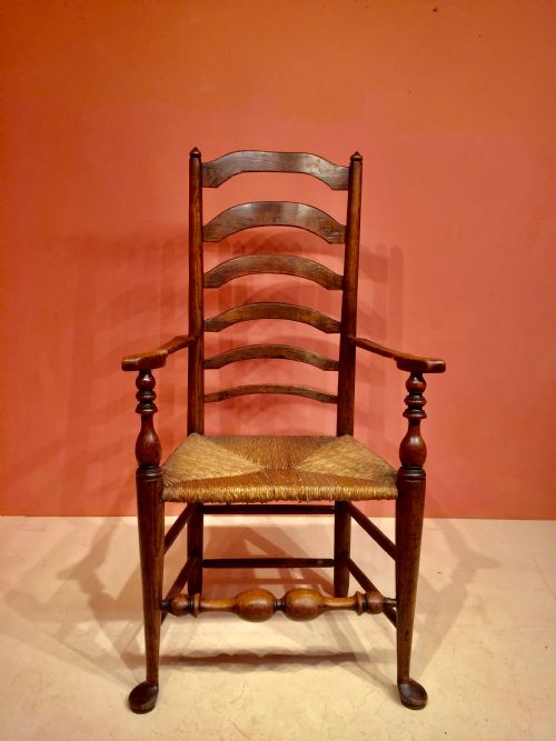 19th century ash and elm rush seat country armchair - CATEGORY: ANTIQUE CHAIRS - DATED 19TH CENTURY