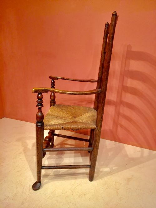 19TH CENTURY ASH AND ELM RUSH SEAT COUNTRY ARMCHAIR - ADDITIONAL PHOTO 1