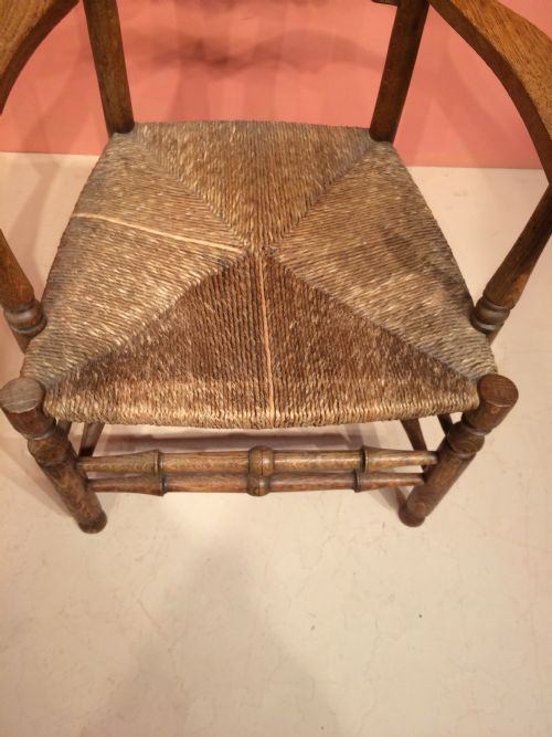 19TH CENTURY OAK ARTS AND CRAFTS LADDERBACK ARMCHAIR - ADDITIONAL PHOTO 2