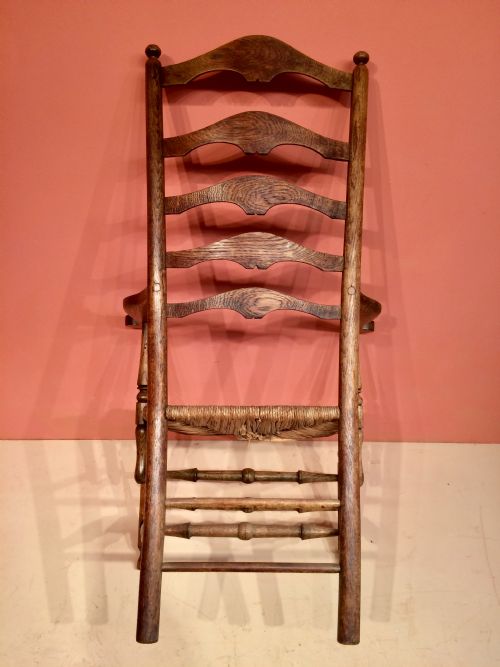 19TH CENTURY OAK ARTS AND CRAFTS LADDERBACK ARMCHAIR - ADDITIONAL PHOTO 4
