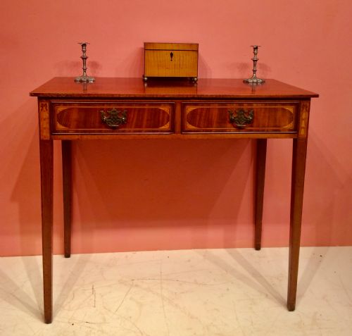 19th century inlaid mahogany writingside table - CATEGORY: ANTIQUE TABLES - DATED 19TH CENTURY