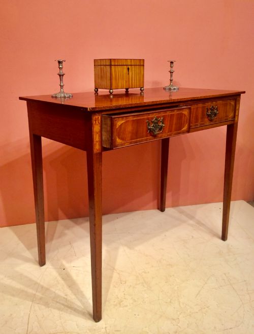 19TH CENTURY INLAID MAHOGANY WRITINGSIDE TABLE - ADDITIONAL PHOTO 2