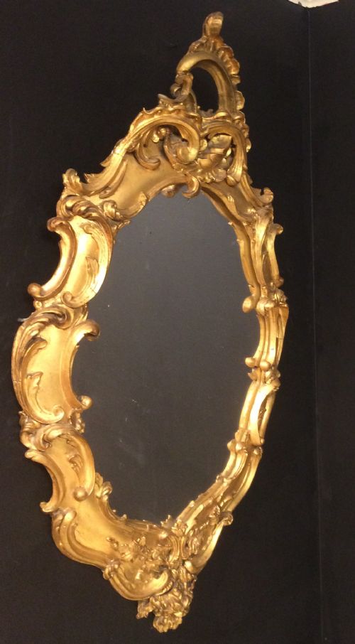 19TH CENTURY OVAL CARVED GILTWOOD MIRROR - ADDITIONAL PHOTO 6