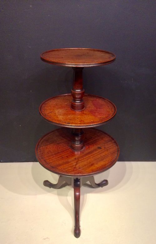 GEORGIAN MAHOGANY THREE TIER CIRCULAR DUMB WAITER - ADDITIONAL PHOTO 1
