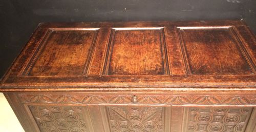 CHARLES II CARVED OAK COFFER - ADDITIONAL PHOTO 1