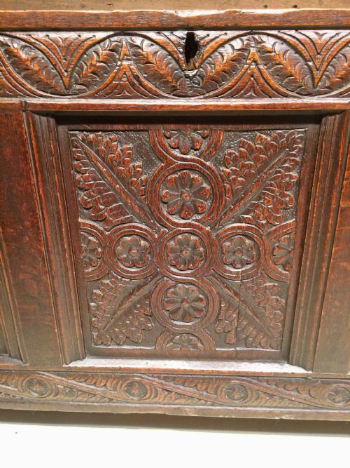 CHARLES II CARVED OAK COFFER - ADDITIONAL PHOTO 2