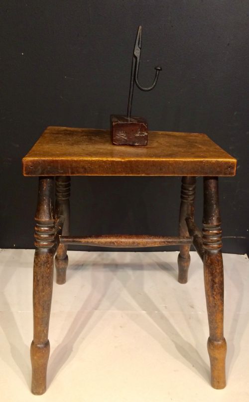 georgian country fruitwood and ash country stool - CATEGORY: ANTIQUE STOOLS - DATED GEORGIAN