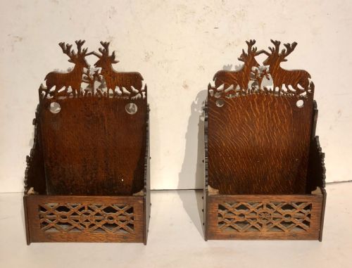 pair of 19th century oak letter racks - CATEGORY: ANTIQUE MISCELLANEOUS - DATED 19TH CENTURY