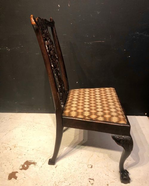 CHIPPENDALE REVIVAL CARVED MAHOGANY SIDE CHAIR - ADDITIONAL PHOTO 3