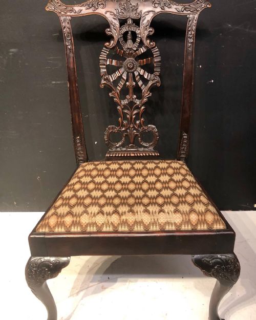 CHIPPENDALE REVIVAL CARVED MAHOGANY SIDE CHAIR - ADDITIONAL PHOTO 5