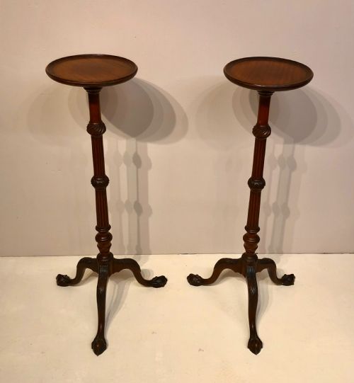 pair of 19th century carved mahogany torcheres - CATEGORY: ANTIQUE FURNITURE - DATED 1880