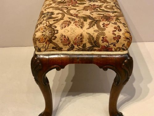 GEO I STYLE CABRIOLE LEG WALNUT STOOL - ADDITIONAL PHOTO 1
