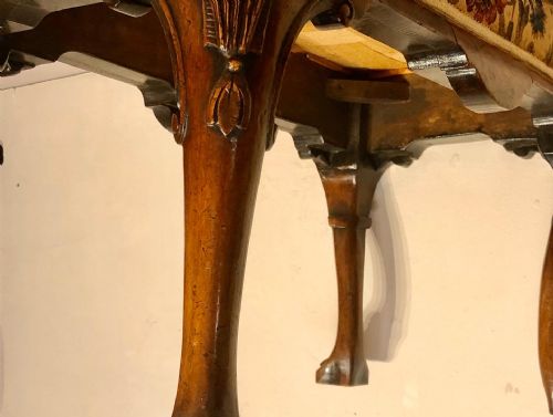 GEO I STYLE CABRIOLE LEG WALNUT STOOL - ADDITIONAL PHOTO 2
