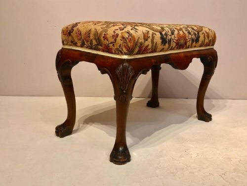 GEO I STYLE CABRIOLE LEG WALNUT STOOL - ADDITIONAL PHOTO 4
