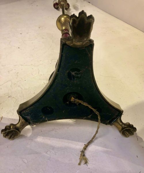 DECORATIVE RED TOLEWARE AND BRASS STANDARD LAMP - ADDITIONAL PHOTO 6