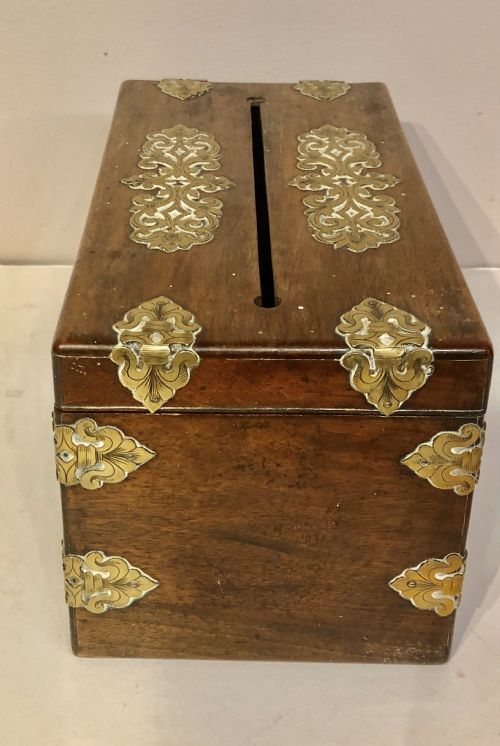 REGENCY ROSEWOOD AND BRASS LETTERBOX - ADDITIONAL PHOTO 2