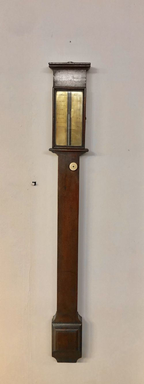 georgian mahogany stick barometer by w b watson of bolton - CATEGORY: ANTIQUE BAROMETERS - DATED GEORGIAN