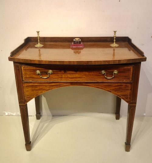 antique mahogany bow fronted dressingwriting table - CATEGORY: ANTIQUE TABLES - DATED 1860