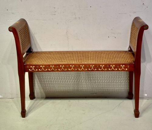 antique painted mahogany window seat - CATEGORY: ANTIQUE STOOLS - DATED 1900