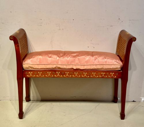 ANTIQUE PAINTED MAHOGANY WINDOW SEAT - ADDITIONAL PHOTO 4