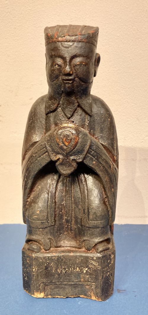 carved wood painted figure of a deity - CATEGORY: ANTIQUE MISCELLANEOUS - DATED 18TH CENTURY