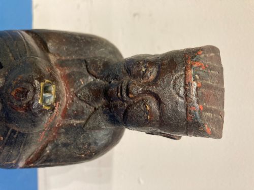 CARVED WOOD PAINTED FIGURE OF A DEITY - ADDITIONAL PHOTO 1