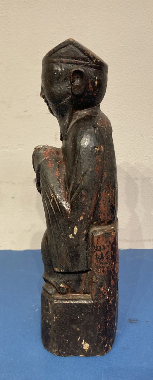 CARVED WOOD PAINTED FIGURE OF A DEITY - ADDITIONAL PHOTO 5