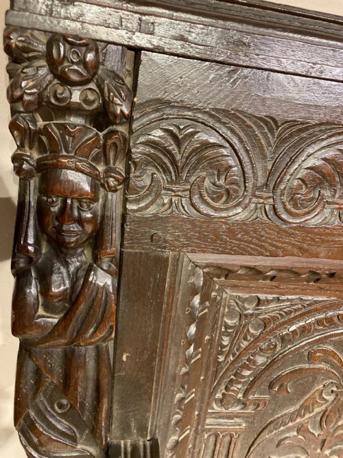ANTIQUE CARVED OAK HALL SETTLE - ADDITIONAL PHOTO 3