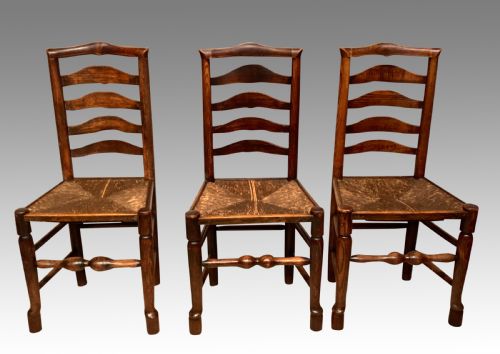 SET OF 8 ANTIQUE LANCASHIRE RUSH SEAT CHAIRS - ADDITIONAL PHOTO 1