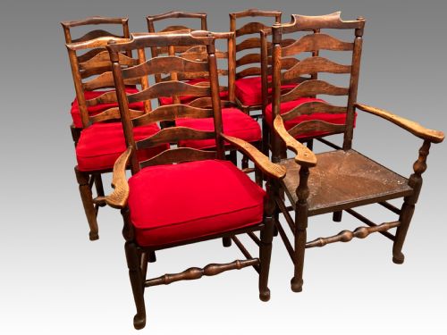 SET OF 8 ANTIQUE LANCASHIRE RUSH SEAT CHAIRS - ADDITIONAL PHOTO 5