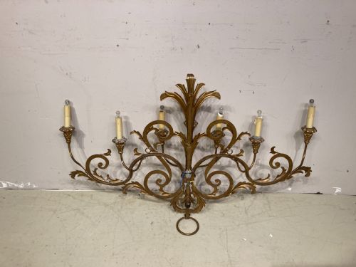 LARGE ANTIQUE GILDED METAL WALL LIGHT - ADDITIONAL PHOTO 3