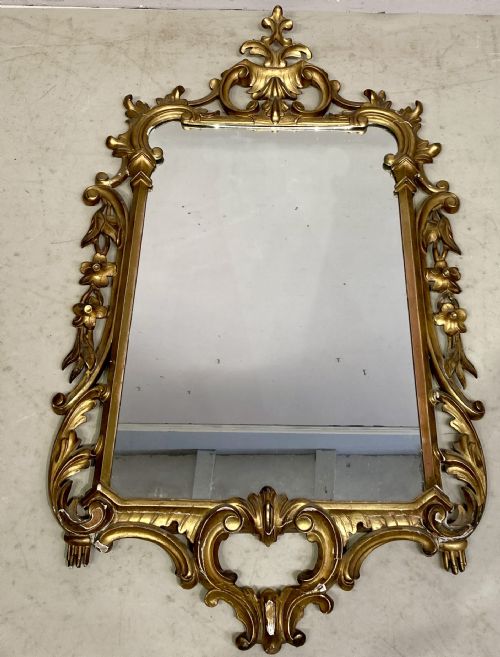 chippendale style carved giltwood wall mirror - CATEGORY: ANTIQUE MIRRORS - DATED 19TH CENTURY