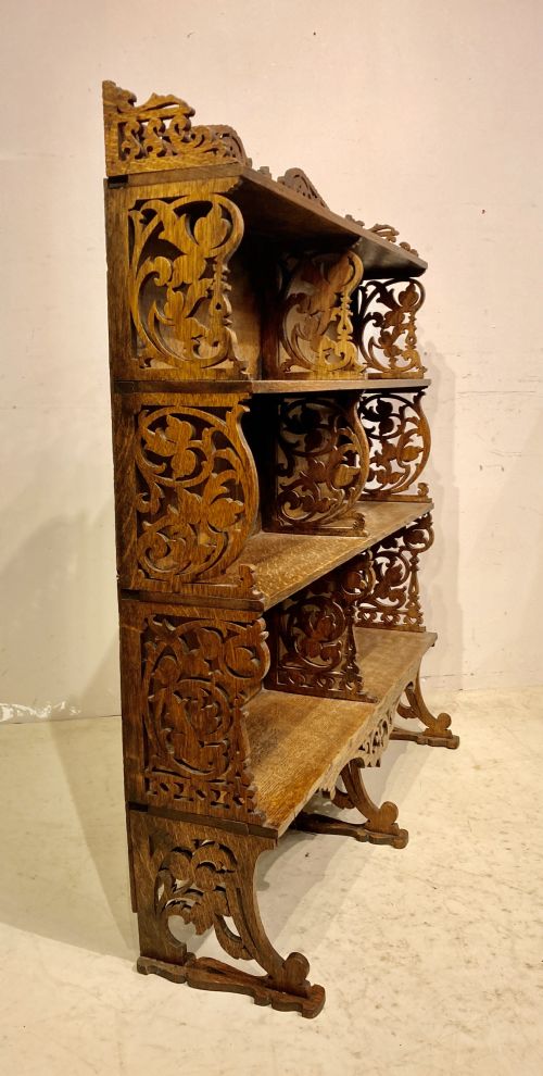 Antique Oak Waterfall Bookcase.