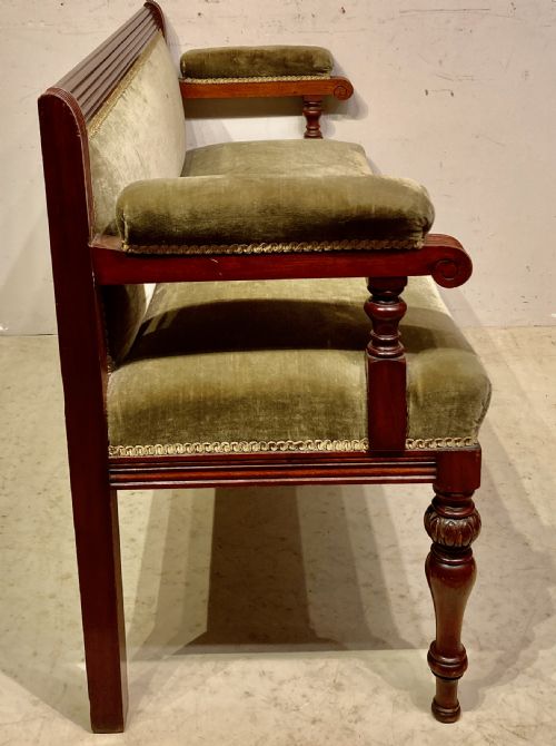 SMALL VICTORIAN MAHOGANY HALL SEAT - ADDITIONAL PHOTO 2