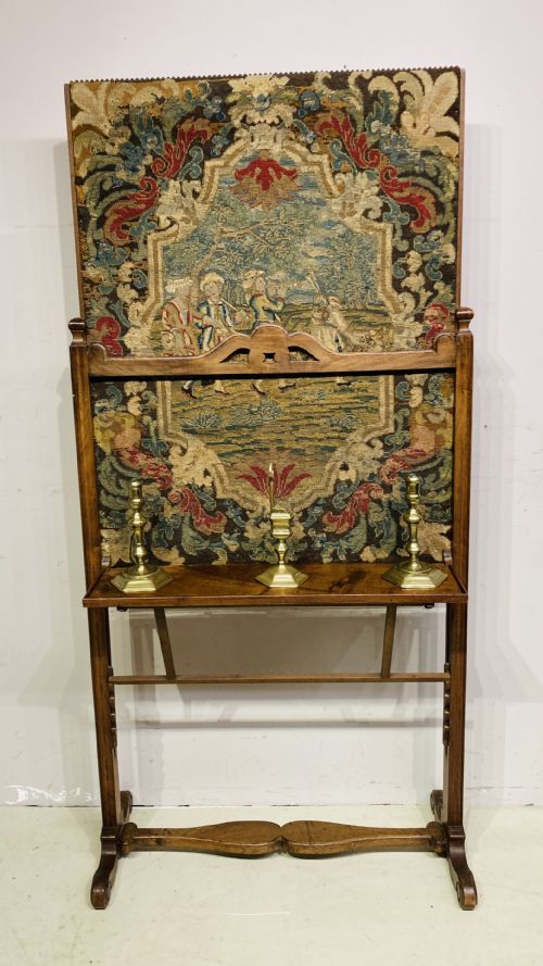 18th century walnut and needlework fire screen - CATEGORY: ANTIQUE FIREPLACES - DATED 18TH CENTURY
