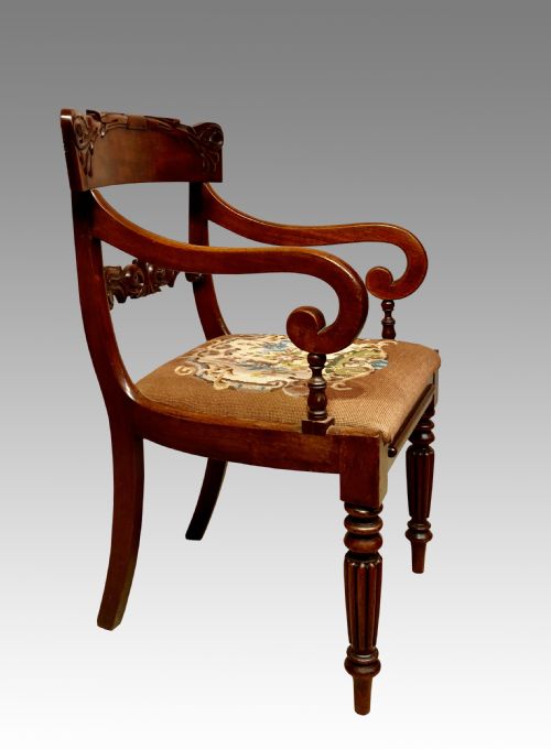 georgian mahogany writing chair - CATEGORY: ANTIQUE CHAIRS - DATED GEORGIAN