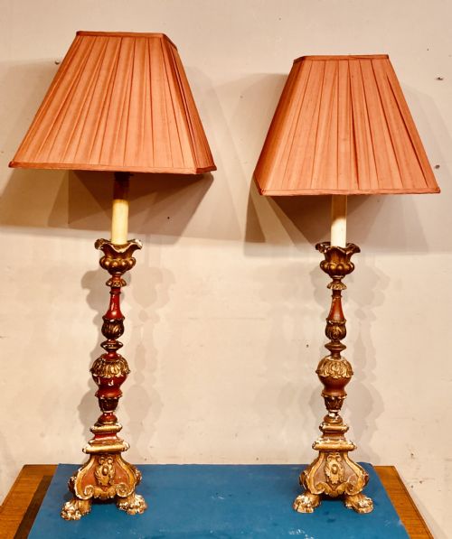 PAIR OF VENETIAN PAINTED LAMPS - ADDITIONAL PHOTO 4
