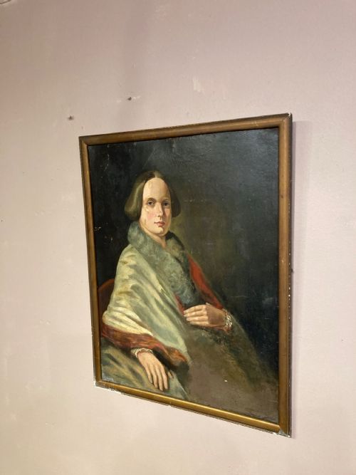 victorian oil painting of a lady - CATEGORY: ANTIQUE ART - DATED VICTORIAN