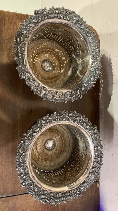 PAIR OF SHEFFIELD PLATED WINE COASTERS - ADDITIONAL PHOTO 3