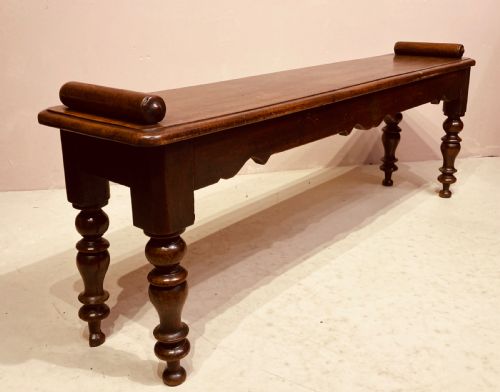 victorian mahogany hall bench - CATEGORY: ANTIQUE FURNITURE - DATED VICTORIAN