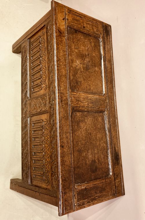 CHARLES I CARVED OAK COFFER - ADDITIONAL PHOTO 2
