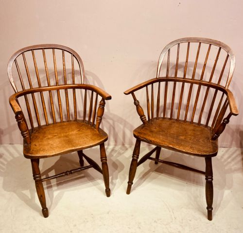 matched pair of ash and elm country armchairs - CATEGORY: ANTIQUE CHAIRS - DATED 19TH CENTURY
