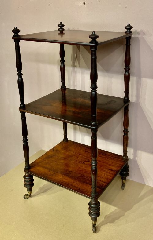 SMALL WILLIAM IV ROSEWOOD THREE TIER WHATNOT - ADDITIONAL PHOTO 3
