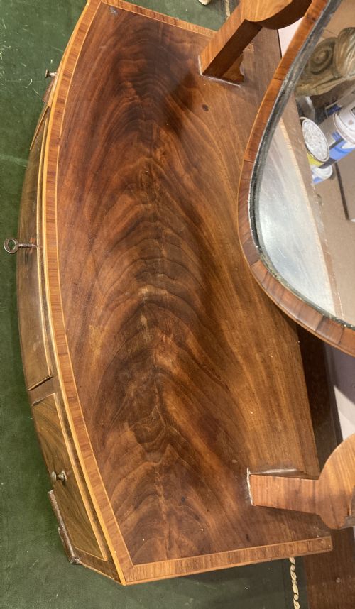 GEORGIAN MAHOGANY SHIELD SHAPED DRESSING TABLE MIRROR - ADDITIONAL PHOTO 2
