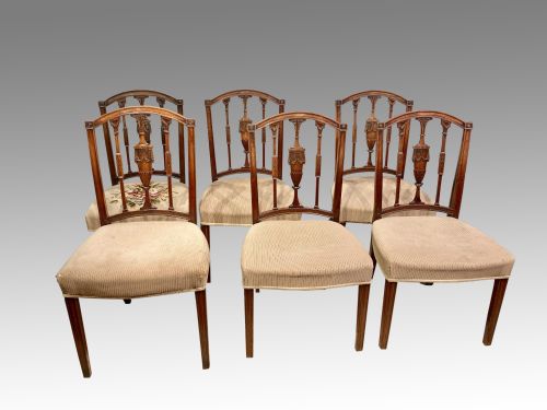 set of 6 carved hepplewhite mahogany dining chairs - CATEGORY: ANTIQUE CHAIRS - DATED GEORGIAN