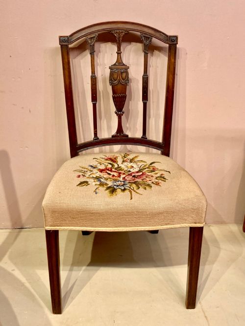 SET OF 6 CARVED HEPPLEWHITE MAHOGANY DINING CHAIRS - ADDITIONAL PHOTO 5