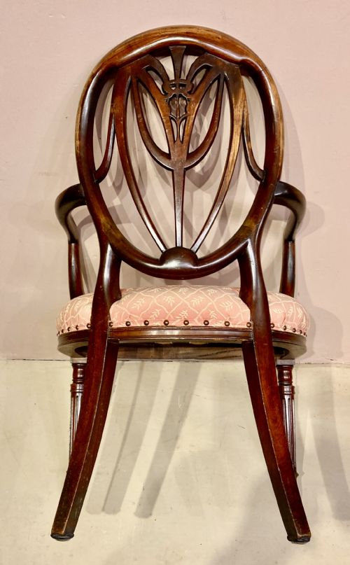 ANTIQUE MAHOGANY OVAL BACK WRITING CHAIR - ADDITIONAL PHOTO 2