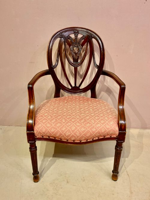 ANTIQUE MAHOGANY OVAL BACK WRITING CHAIR - ADDITIONAL PHOTO 5