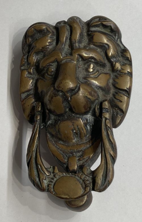 19th century lions mask brass door knocker - CATEGORY: ANTIQUE MISCELLANEOUS - DATED 19TH CENTURY