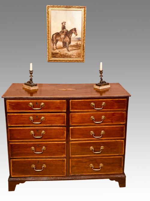ANTIQUE IRISH MAHOGANY CHEST OF TEN DRAWERS - ADDITIONAL PHOTO 5